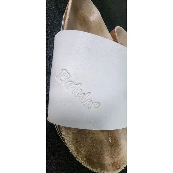 Birkenstock Betula Reggae White Leather Slide Sandals Womens Size EU 37 US 7 - Picture 2 of 6